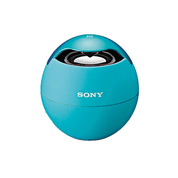 Sony SRS-BTV5 支援NFC輕巧圓球形設計，重量僅135公克，強調具360度環繞音效。支援NFC無線傳輸，輕觸NFC手機，可快速啟動藍牙連結。電力約5小時。售價2,590元。