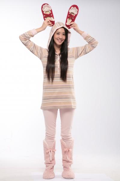 王妤嫻2012年1月拍攝本報居家服單元時，瘦身成果讓記者驚艷。（本報資料照）