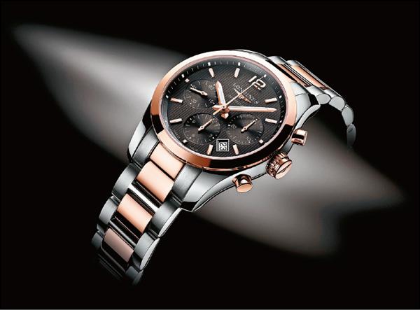 浪琴征服者經典系列不鏽鋼與玫瑰金雙色金計時腕錶，159,100元。