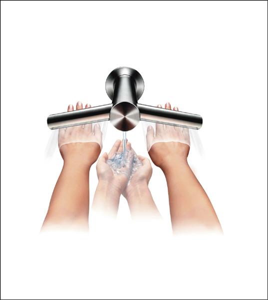 戴森Airblade水龍頭式乾手機形象圖。