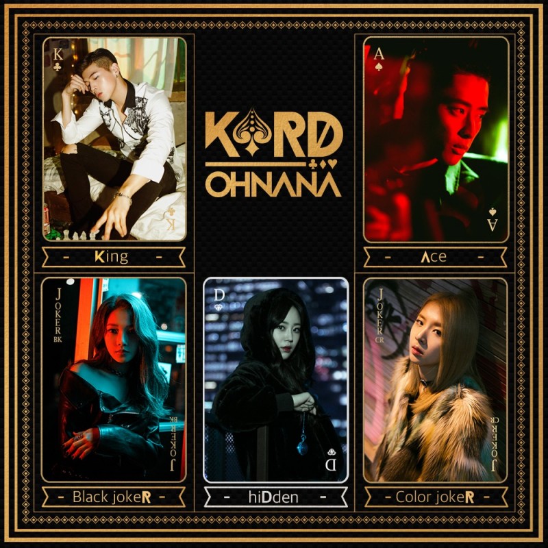 「K.A.R.D」是撲克牌卡片為概念的團體，以4+1的方式打造不同曲風。（翻攝自K.A.R.D官方推特）