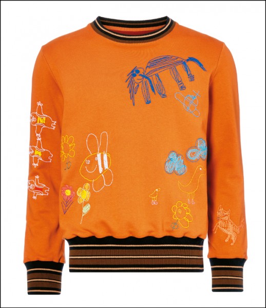 Vivienne Westwood土黃童趣刺繡上衣，參考價23,100元。