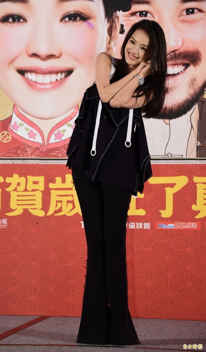 舒淇日前出席《健忘村》記者會穿著寬鬆。 （資料照，記者潘少棠攝）