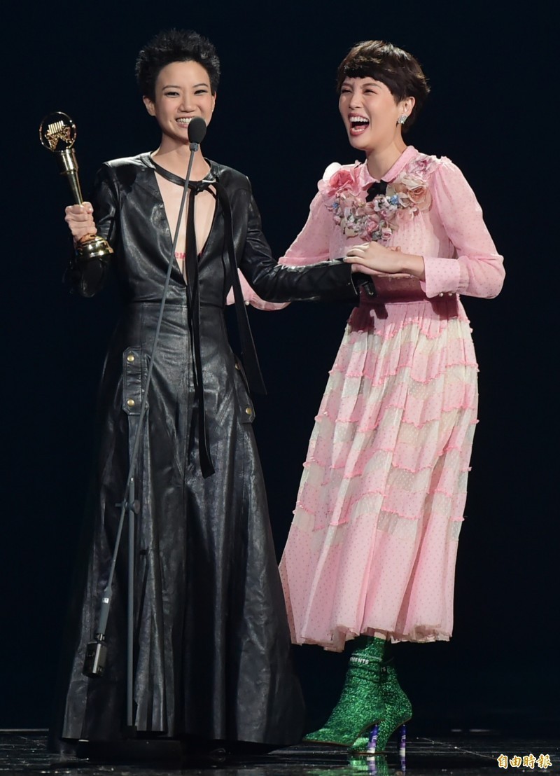 盧凱彤（左）昨日在金曲獎上公開出櫃，感謝台灣攝影師老婆。（資料照，影視中心攝影組攝）