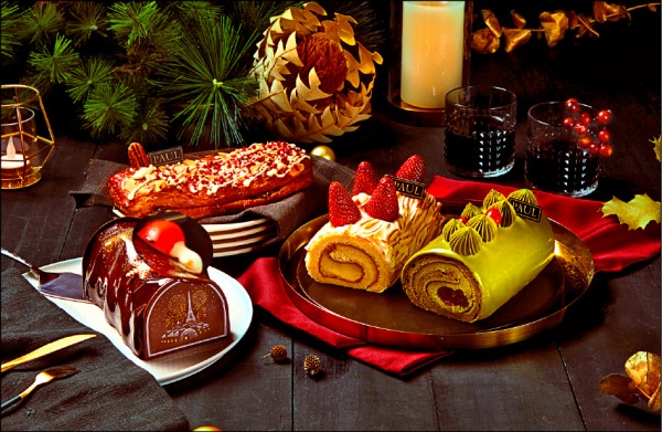 PAUL樹幹蛋糕「莓果黑曜石」、「夢幻西西里」、「抹茶雪森林」。