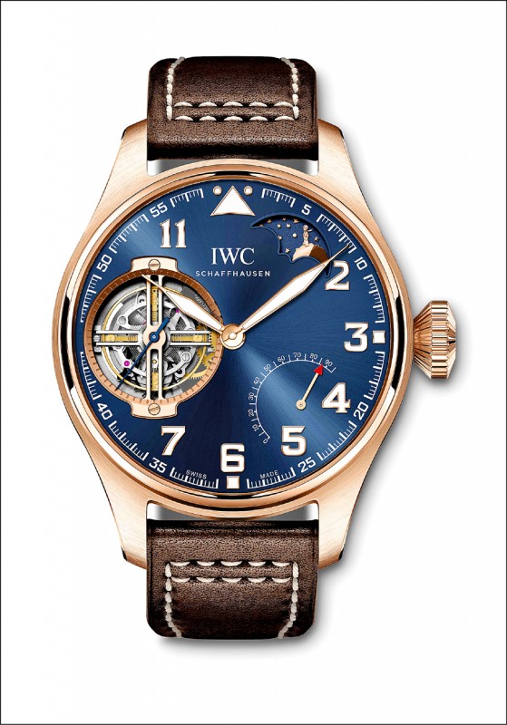 IWC大型飛行員恆定動力陀飛輪腕錶「小王子」特別版（型號IW590303）。18K硬金錶殼（46.2mm）。IWC自製94805手動上鏈機芯。