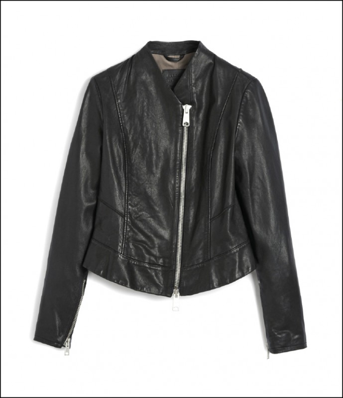AllSaints Jae黑色修身皮外套，16,800元。