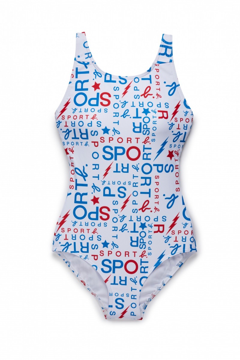 SPORT b. × arena女裝白色連身式泳裝。（SPORT b.提供）