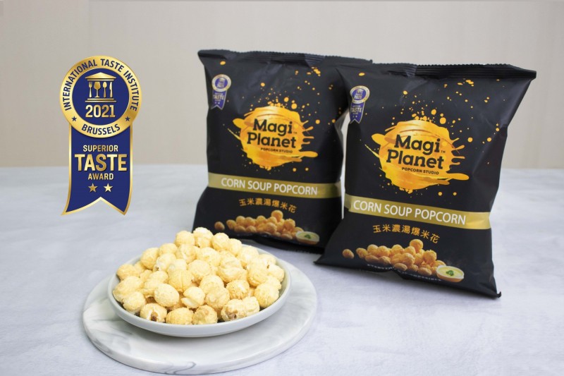 Magi Planet星球工坊玉米濃湯爆米花，40g，59元，即日起至4月28日第二件6折，於全台7-11販售。（星球工坊提供）