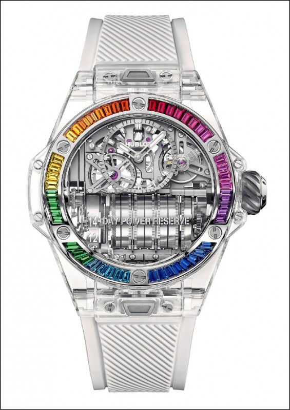 Hublot Big Bang MP-11彩虹藍寶石腕錶，3,990,000元。