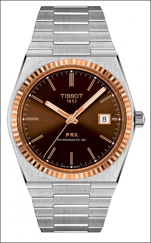 天梭PRX 40 205 18K金自動腕錶，64,100元。