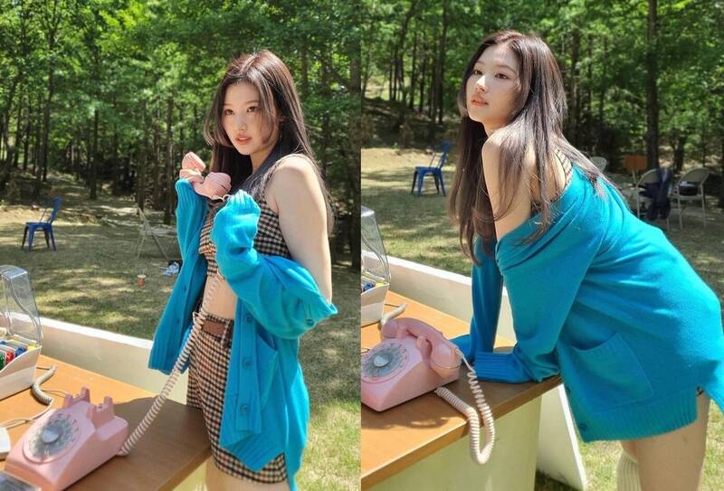 Sana釋出一系列花絮照，解放雪白嫩肌。（翻攝自IG m.by__sana）