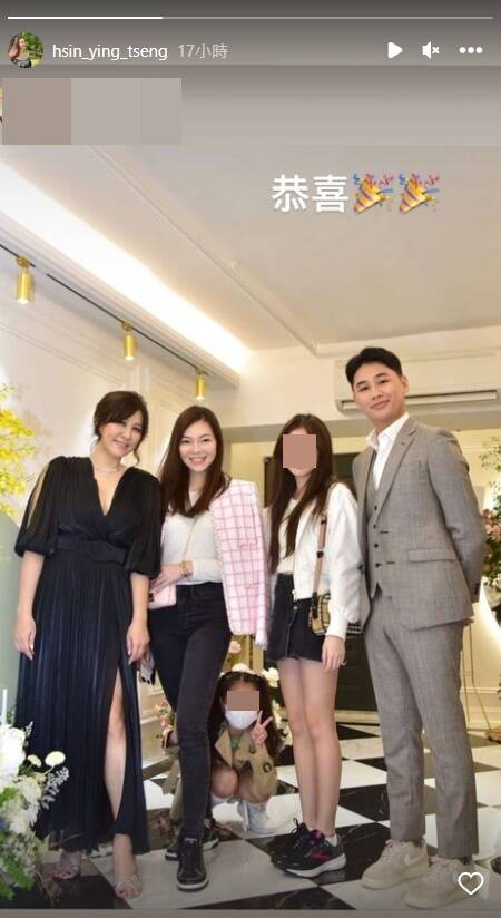 曾馨瑩大女兒妞妞（右2）遺傳媽媽絕美容貌。（翻攝自IG hsin_ying_tseng）