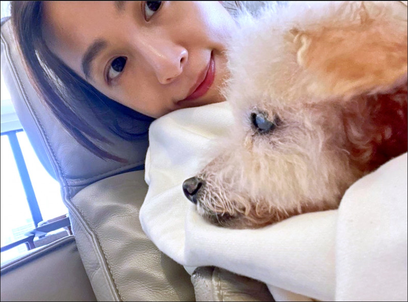 田馥甄和狗狗因為天氣太冷相互取暖。（翻攝自IG）