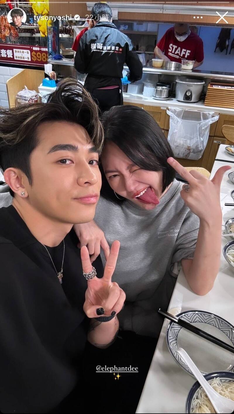 小S除了工作外也與幾名港星見面，包含男歌手Tyson Yoshi令粉絲驚喜不已。（翻攝自IG）
