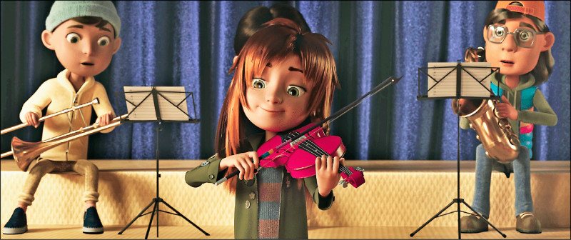 伊凡娜林奇為主角貝貝（中）配音，化身天才音樂少女。（原創娛樂提供）