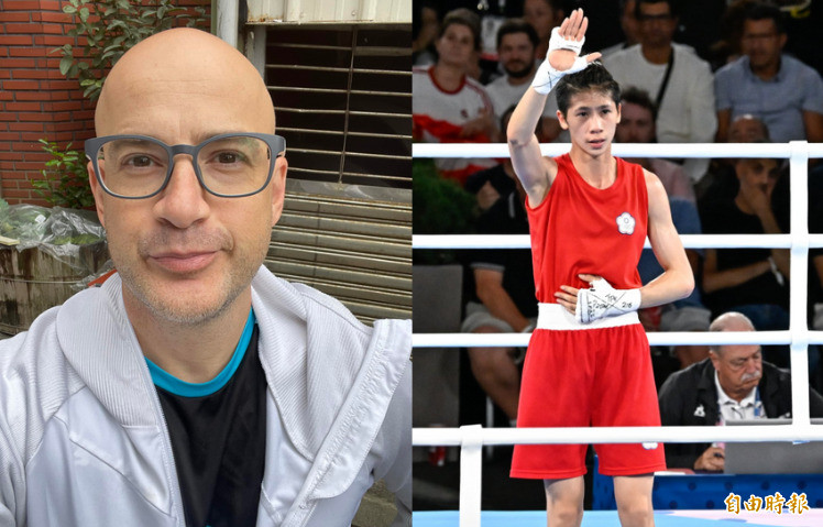 林郁婷（右）遭土耳其選手比X，土耳其裔的台灣女婿吳鳳（左）慘被牽拖。（記者陳志曲攝、翻攝自臉書）