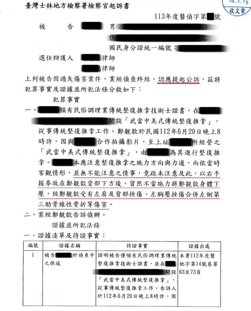鄭靚歆曬出起訴書，判決結果顯示認應提起公訴。（翻攝自IG）