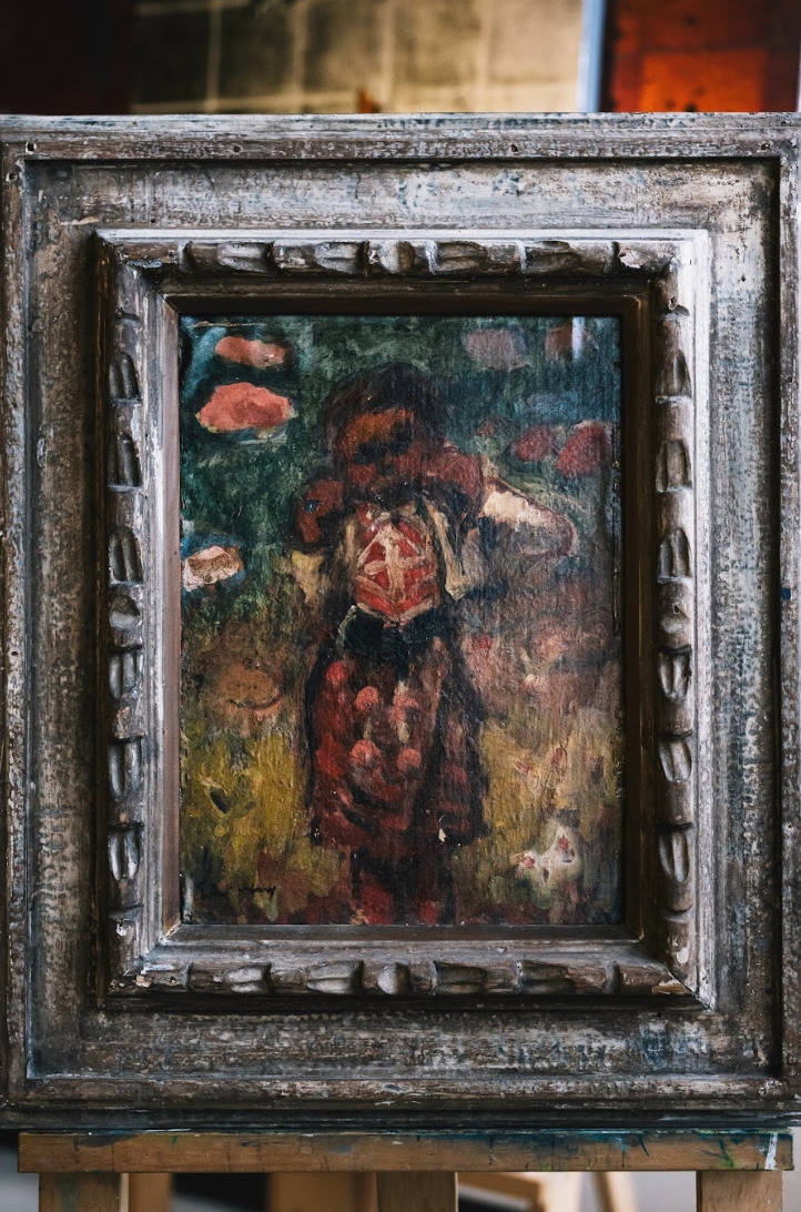 鹽月桃甫的油畫《ロボ》現典藏於桃園市立美術館。（桃園市文化局提供）