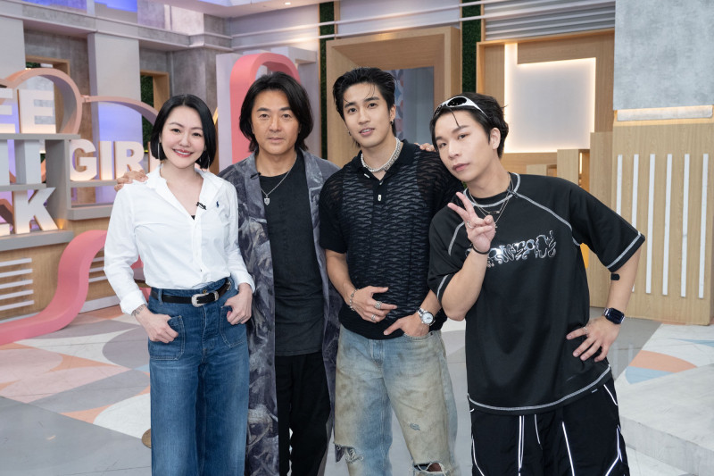 鄭伊健（左二）上《小姐不熙娣》宣傳。（東森綜合提供）