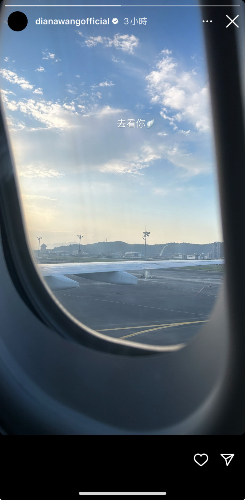 王詩安昨天透露「去看你」。（翻攝自IG）