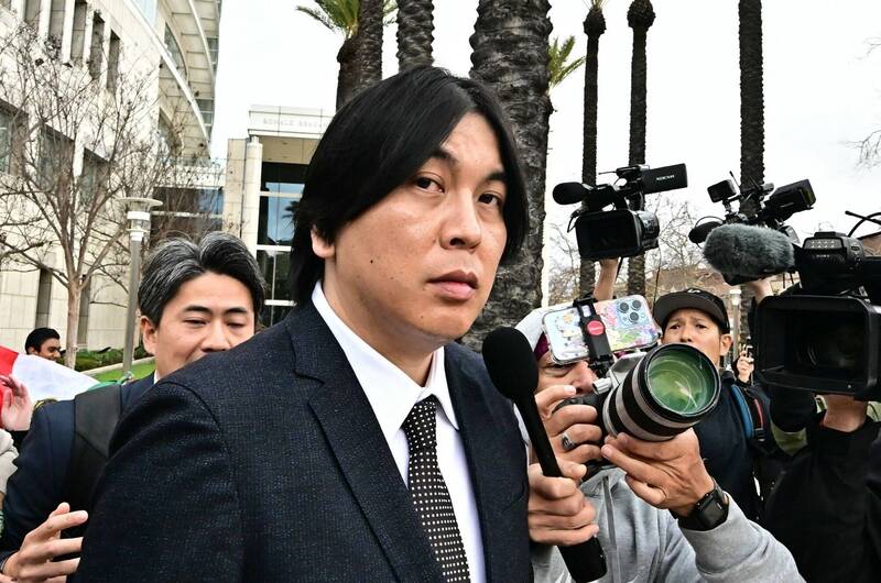 水原一平再度露面時明顯胖了一圈。（法新社）