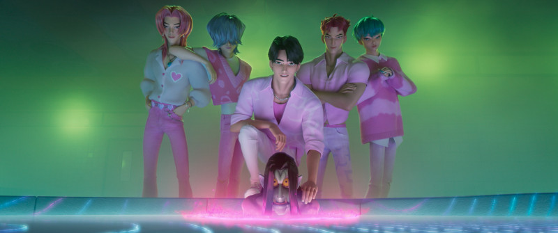 《Kpop 獵魔女團》中的「Saja Boys」掀起熱烈討論。（Netflix提供）