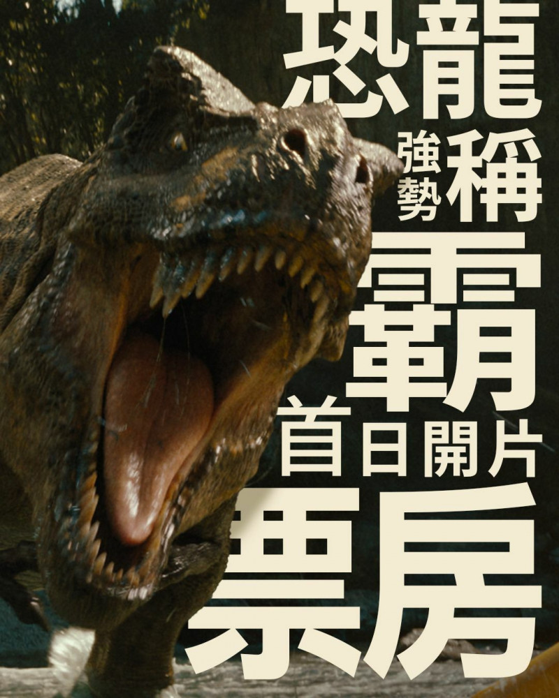 恐龍氣勢撼動全台！《侏羅紀世界：重生》首日1850萬登票房霸主