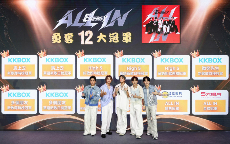 Energy推出新專輯獲得12項冠軍，開心與歌迷分享好消息。（相信音樂提供）