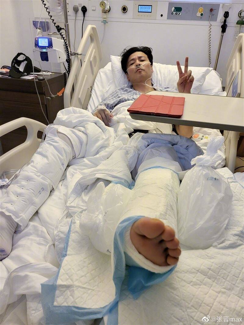 張晉海外突發心臟病，與死神擦肩而過。（翻攝自微博）