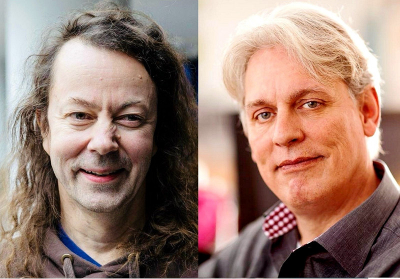 芬蘭導演卡里尤索南（左）及丹麥動畫舵手約根列爾登聯手執導《馴鹿大冒險：超越北極光》。（海鵬提供）