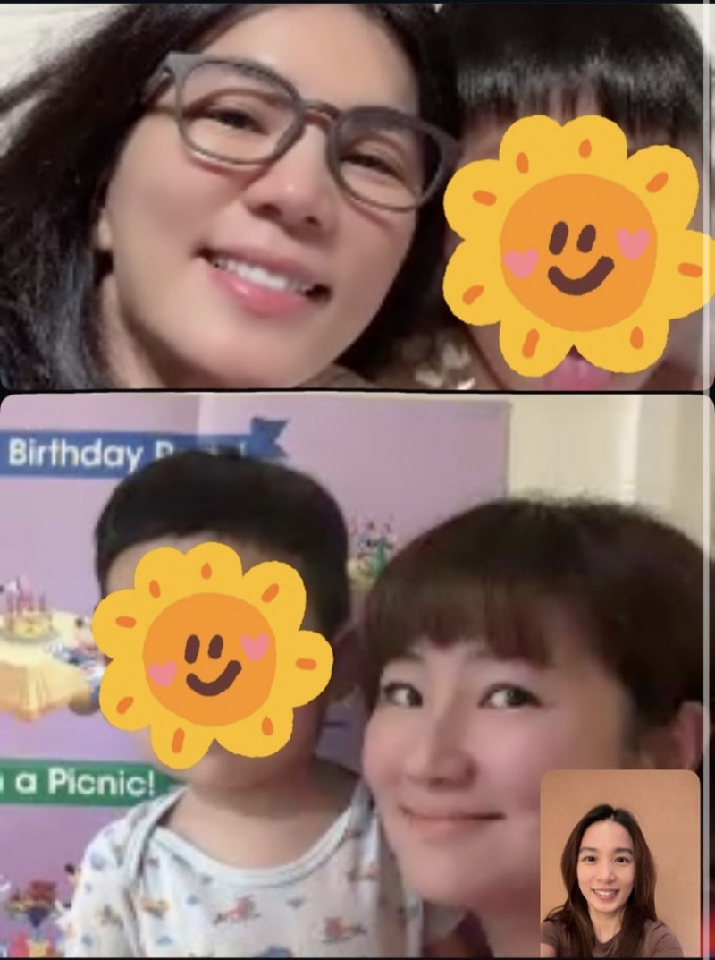 Selina、Ella都帶著兒子連線，與Hebe慶祝S.H.E的出道紀念日。（翻攝IG）