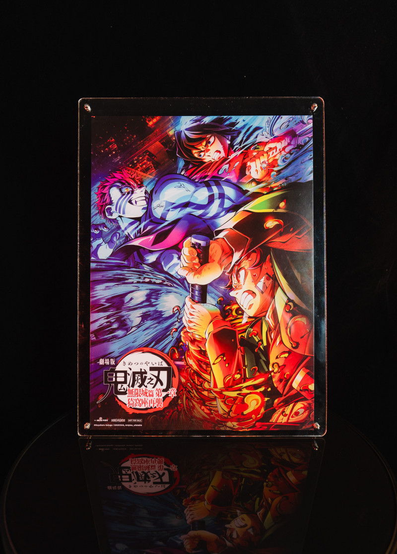 《劇場版「鬼滅之刃」無限城篇 第一章 猗窩座再襲》第7週特典，「第一彈 VS 視覺圖—炭治郎、義勇、猗窩座」A3 海報。（木棉花提供）