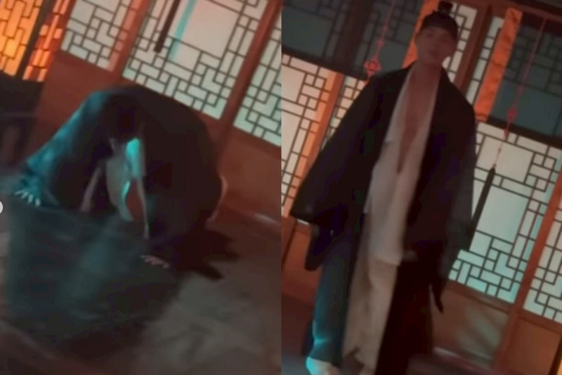 李彩玟等戲時不忘做運動。（翻攝自X）