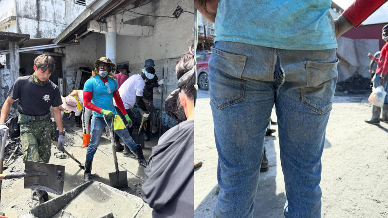 嘉明現身花蓮光復救災，褲子都破洞了。（翻攝自IG）