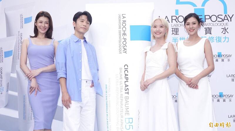 趙孟姿（左起）、韋禮安、Lulu 黃路梓茵、朱芯儀出席品牌活動。（記者潘少棠攝）