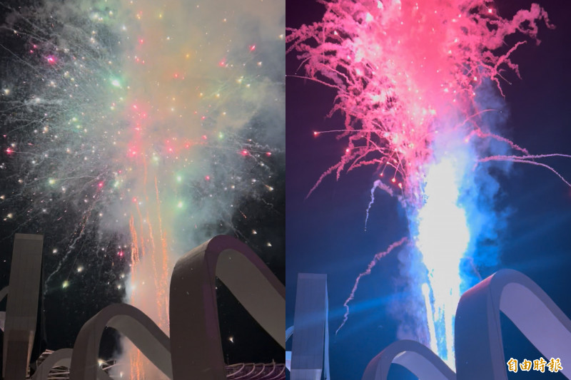 BLACKPINK演唱會的煙火，場外也能看得到。（記者廖俐惠攝）