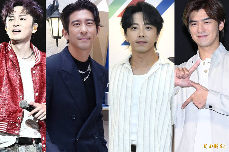 第3波閃兵藝人包含（左起）書偉、修杰楷、坤達、陳柏霖。（本報合成圖，資料照）