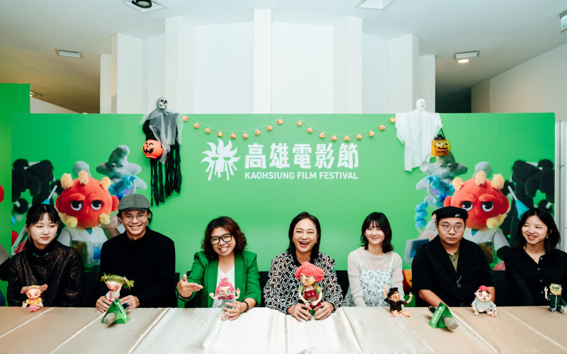 《我是陳派派：第1-3集》動畫團隊孫琪（左起）、動畫團隊駱昱晨、導演黃勻弦、配音楊麗音、動畫團隊黃郁婷、動畫團隊張品喻、動畫團隊陳文育。（高雄電影節提供）