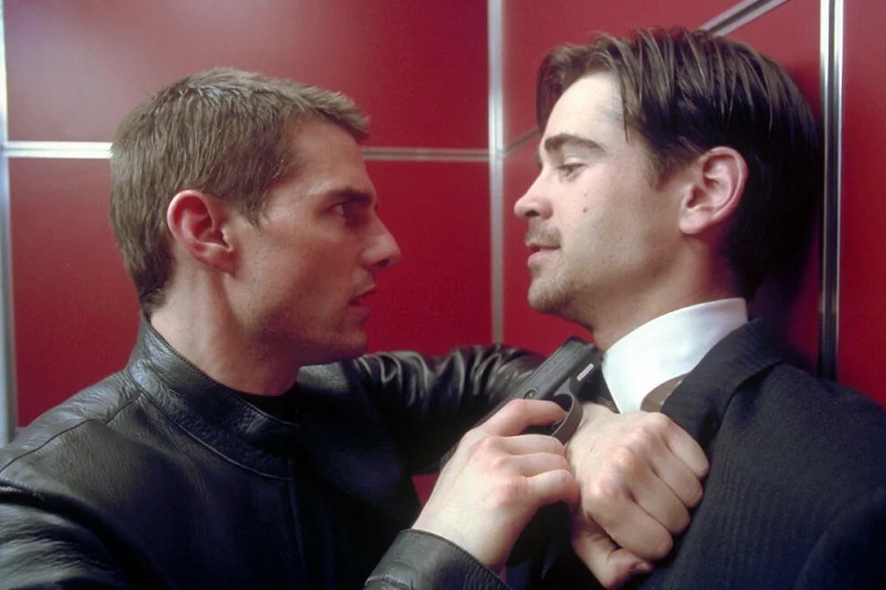 柯林法洛（右）自爆當年和湯姆克魯斯合作《關鍵報告》讓對方很不高興。（翻攝自IMDB）