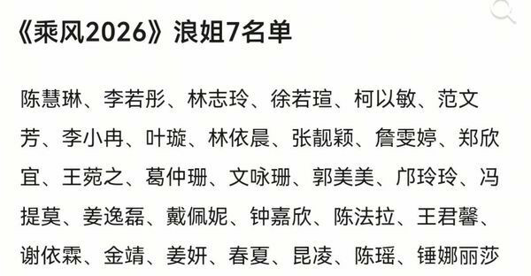 《浪姐7》名單網路瘋傳。（翻攝自微博）