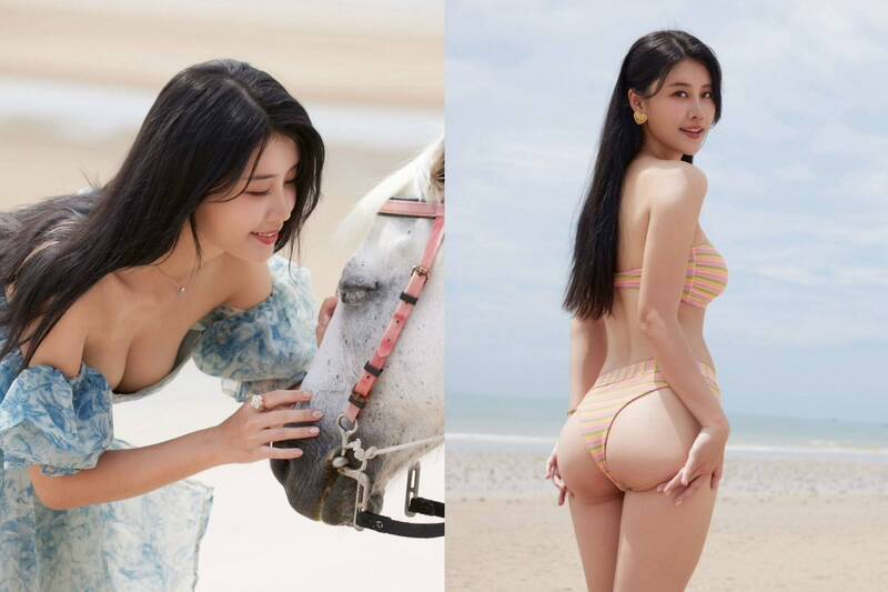 林真亦遠赴泰國拍攝第二本寫真書《亦如初見》，尺度升級全裸上陣，大展自信曲線。（時報出版提供）