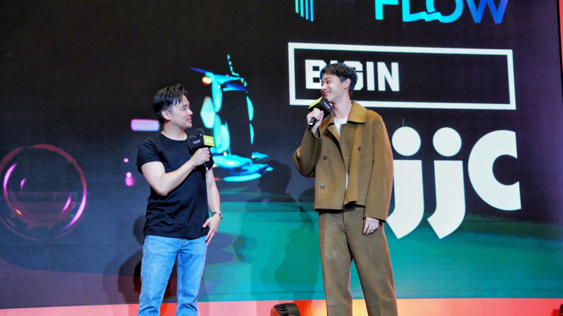 集集創造執行長段奕倫（左）與施柏宇對談。（集集創造娛樂提供）