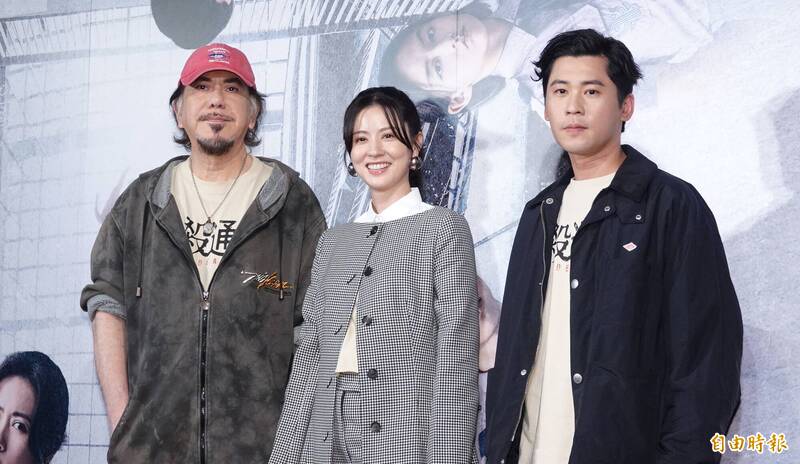 電影《自殺通告》；左起黃秋生、林予晞、黃迪揚。（記者潘少棠攝）