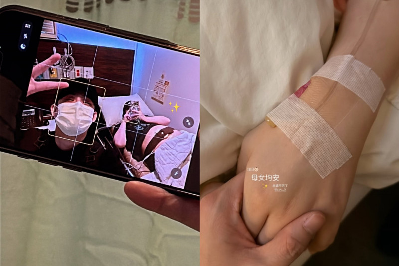 陳奕深夜曬出牽著妻子手的畫面，報喜宣布母女均安。（翻攝自IG）