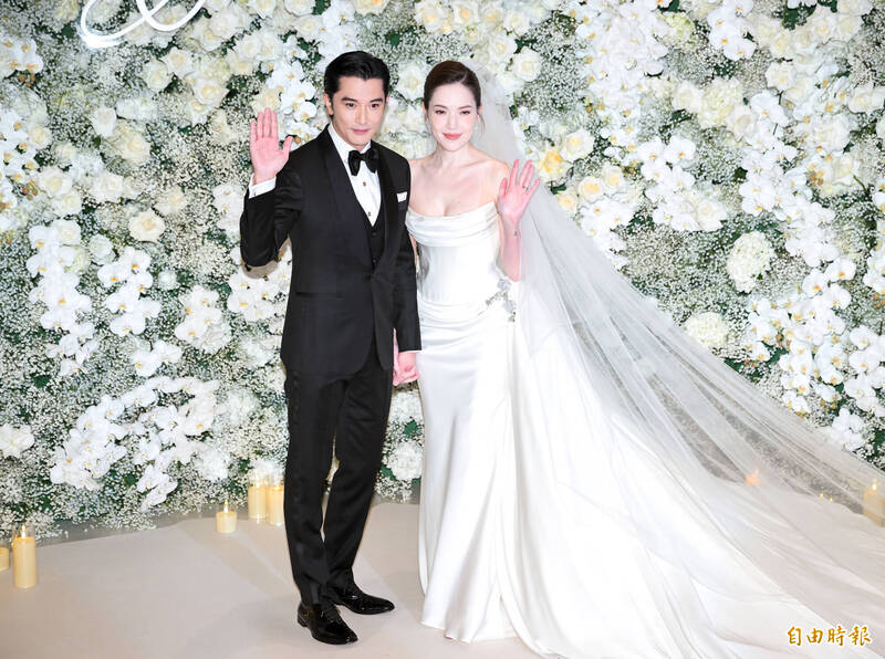 邱澤（左）、許瑋甯婚宴星光熠熠。（記者王文麟攝）