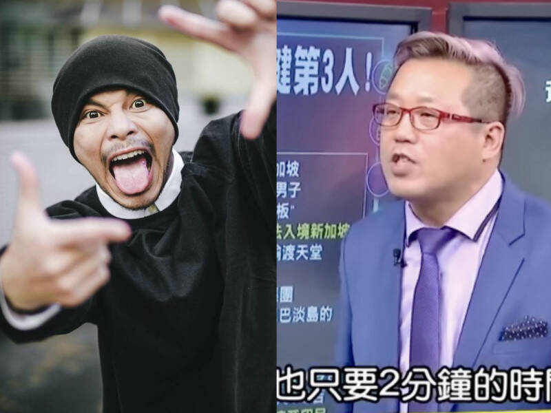 黃敬平（右）上個月初在談話節目指黃明志欲自新山游泳偷渡至新加坡。（組合照，本報資料照、翻攝自YouTube）