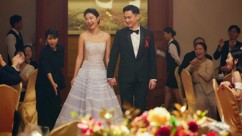 劉冠廷（右）、余香凝在《雙囍》陷「婚禮」危機。（水花電影提供）