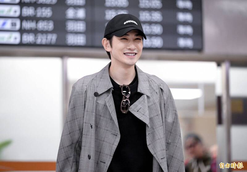 町田啓太今抵達機場，是第三度來台。（記者王文麟攝）