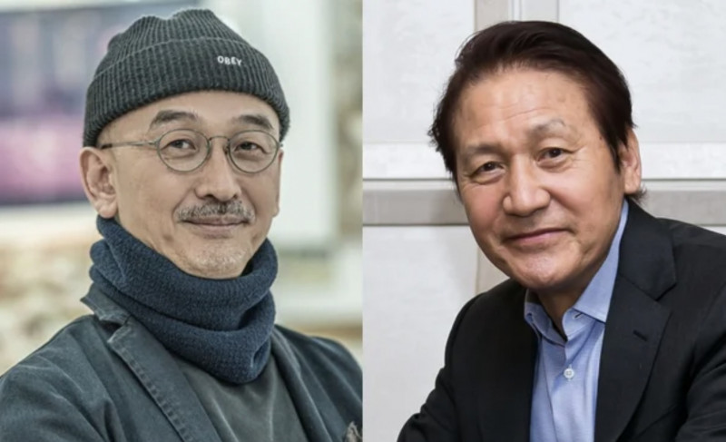 導演李濬益（左）和安聖基合作過電影，受訪時語帶哽咽。（翻攝自nate）